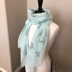 Mint Green Sea Star Starfish Lightweight Scarf